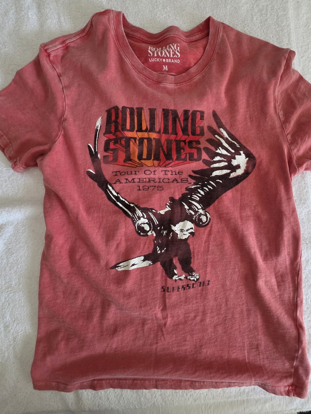 Lucky Brand Rolling Stones 1975 Tour of the Americas Graphic T-Shirt Men's M Red